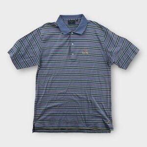 Bobby Jones Polo Shirt Mens Small Blue Stripe Embroidered Golf Turtle Bay Hawaii